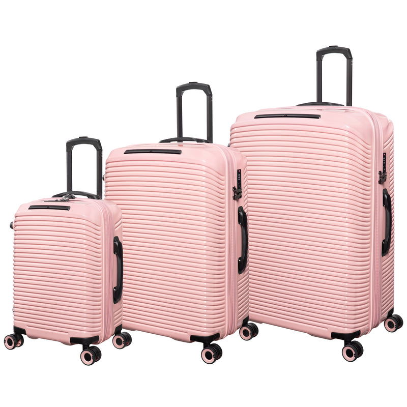 Traversed 3 Piece Hardside 8 Wheel Expandable Spinner Set (Metallic Rose Gold)