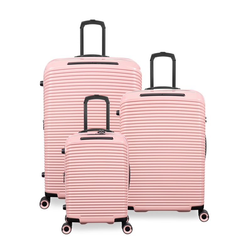 Traversed 3 Piece Hardside 8 Wheel Expandable Spinner Set (Metallic Rose Gold)