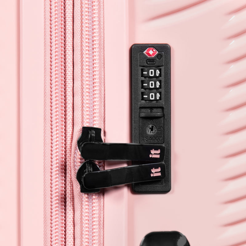 Traversed 3 Piece Hardside 8 Wheel Expandable Spinner Set (Metallic Rose Gold)