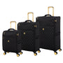 Glimmering 3 Piece Softside 8 Wheel Spinner Luggage Set (Black)