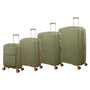 Continuous 4 Piece Hardside Expandable 8 Wheel Spinner Luggage Set with Soft-Pocket Carry-On (Olive Drab)