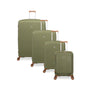Continuous 4 Piece Hardside Expandable 8 Wheel Spinner Luggage Set with Hard-Pocket Carry-On (Olive Drab)