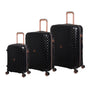 Glitzy 3 Piece Hardside 8 Wheel Expandable Spinner Set (Black)