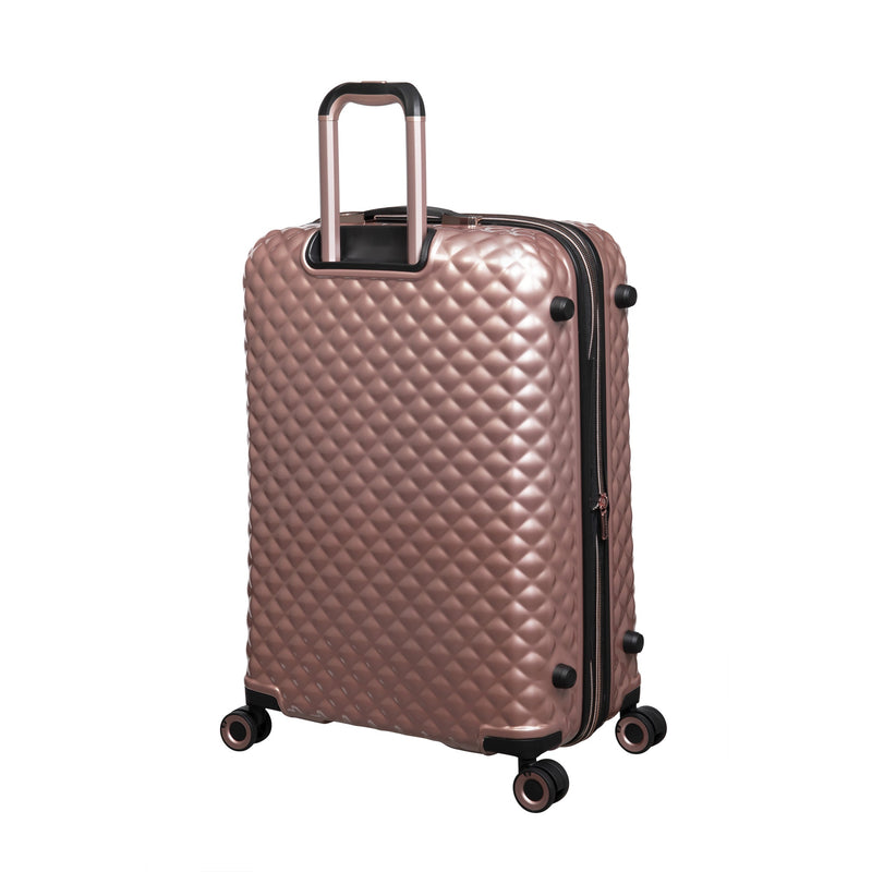 Glitzy 4 Piece Hardside 8 Wheel Expandable Spinner Set (Metallic Rose Gold)