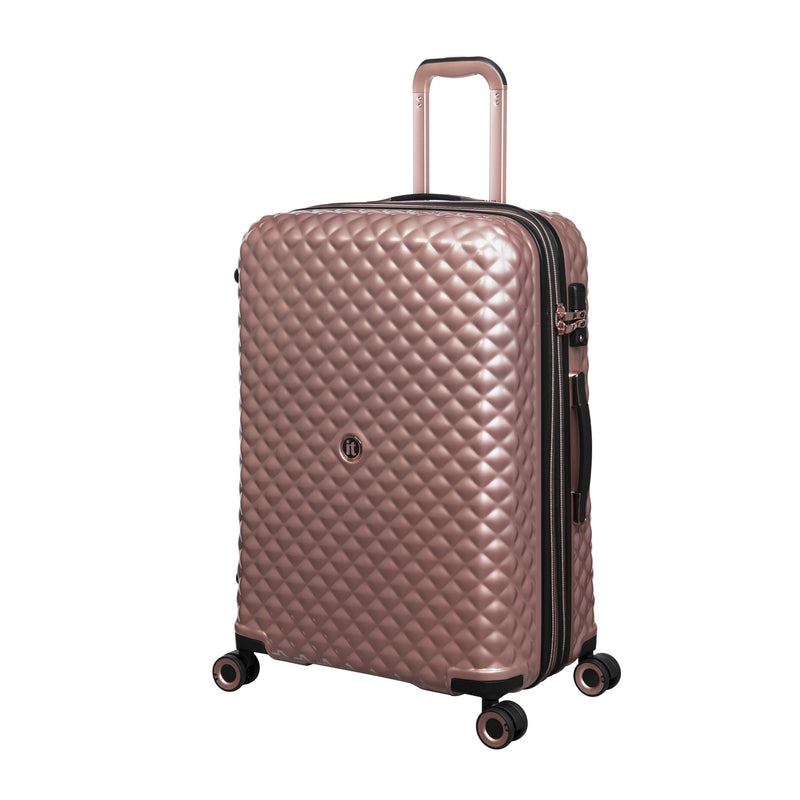 Glitzy 4 Piece Hardside 8 Wheel Expandable Spinner Set (Metallic Rose Gold)