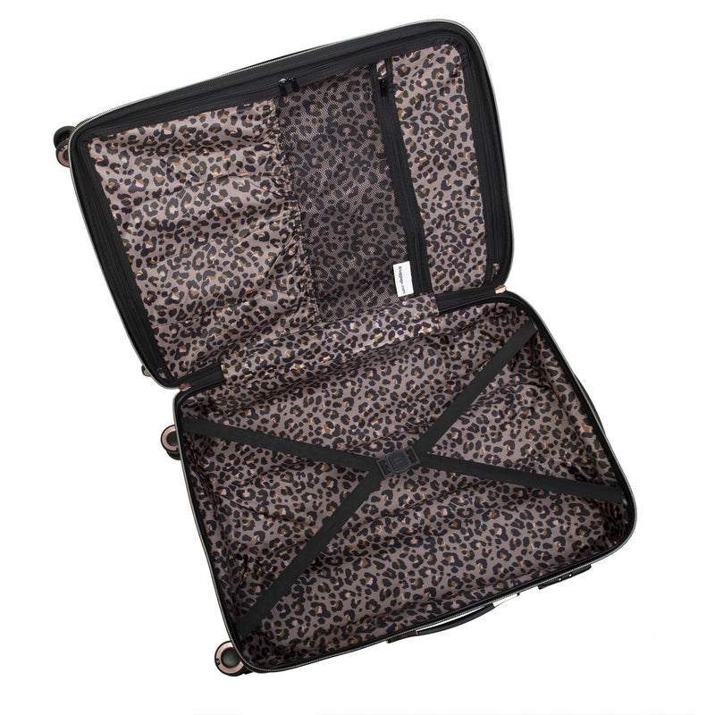 Glitzy 4 Piece Hardside 8 Wheel Expandable Spinner Set (Metallic Rose Gold)
