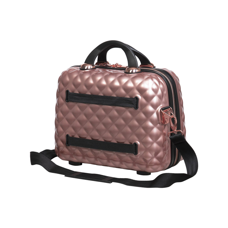 Glitzy 4 Piece Hardside 8 Wheel Expandable Spinner Set (Metallic Rose Gold)