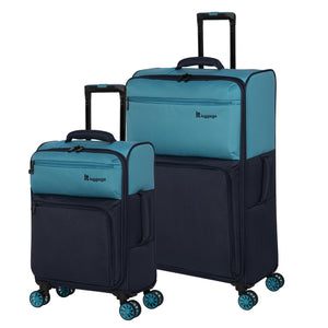 Duo-Tone 2 Piece Softside 4 Wheel Spinner Set (Capri Breeze / Dress Blues)