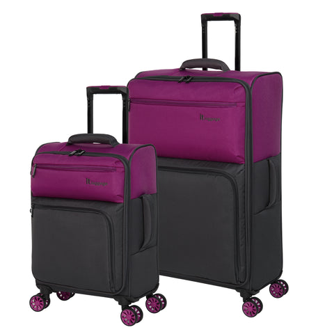 Duo-Tone 2 Piece Softside 4 Wheel Spinner Set (Fuchsia / Magnet)