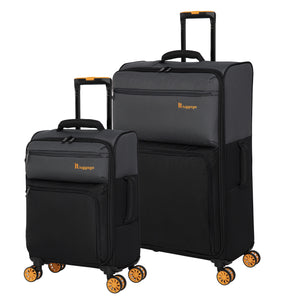 Duo-Tone 2 Piece Softside 4 Wheel Spinner Set (Pewter / Black)