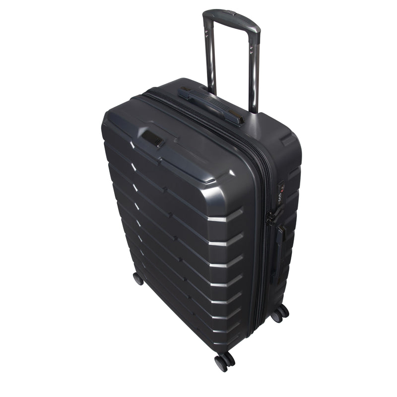 Prosperous Metallic 28" Hardside Checked 8 Wheel Expandable Spinner (Metallic Grey)