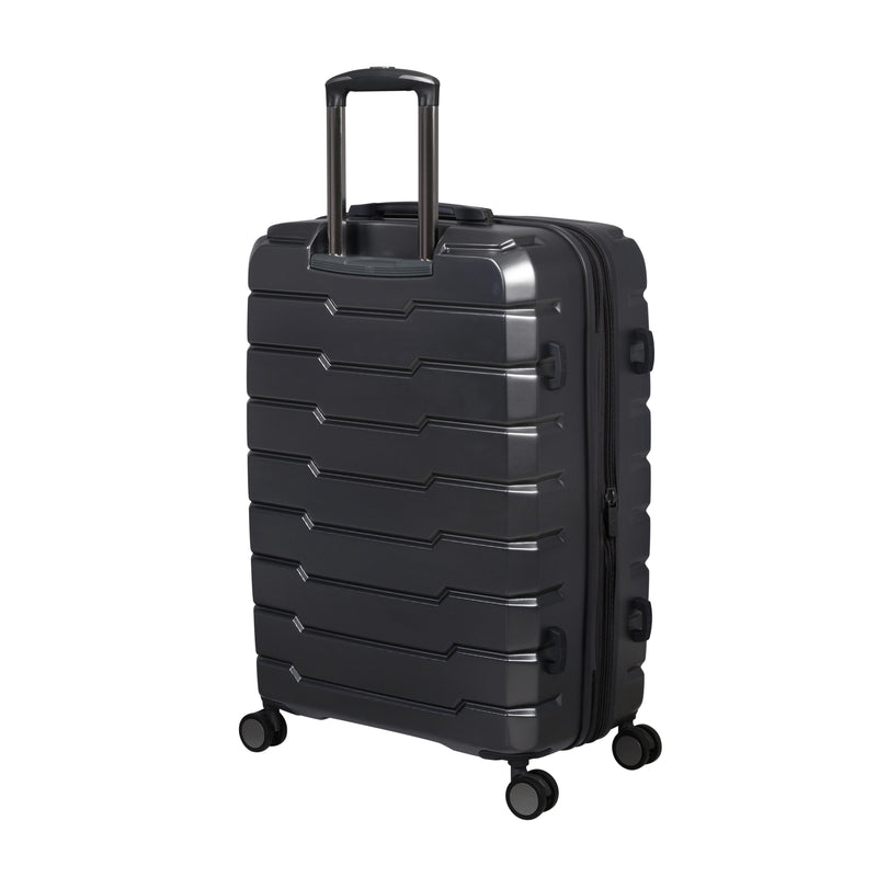 Prosperous Metallic 28" Hardside Checked 8 Wheel Expandable Spinner (Metallic Grey)