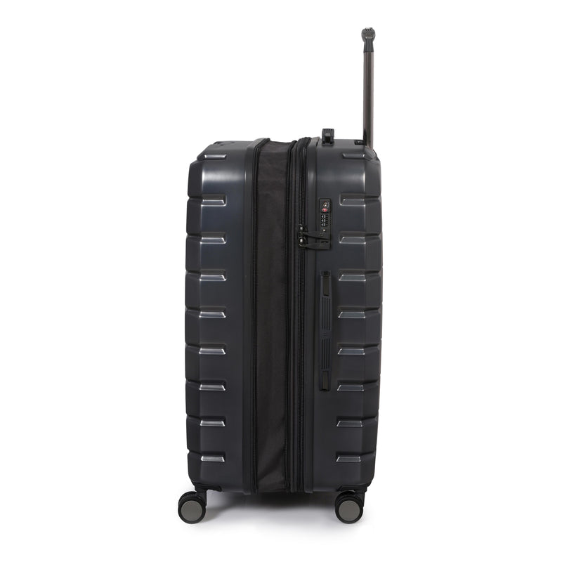 Prosperous Metallic 28" Hardside Checked 8 Wheel Expandable Spinner (Metallic Grey)