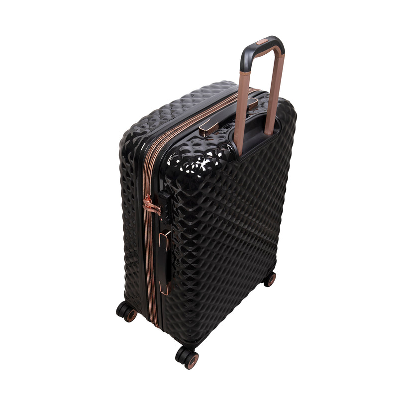 Glitzy 3 Piece Hardside 8 Wheel Expandable Spinner Set (Black)