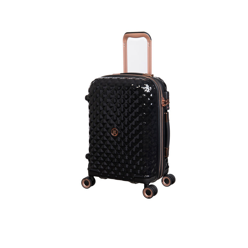 Glitzy 3 Piece Hardside 8 Wheel Expandable Spinner Set (Black)