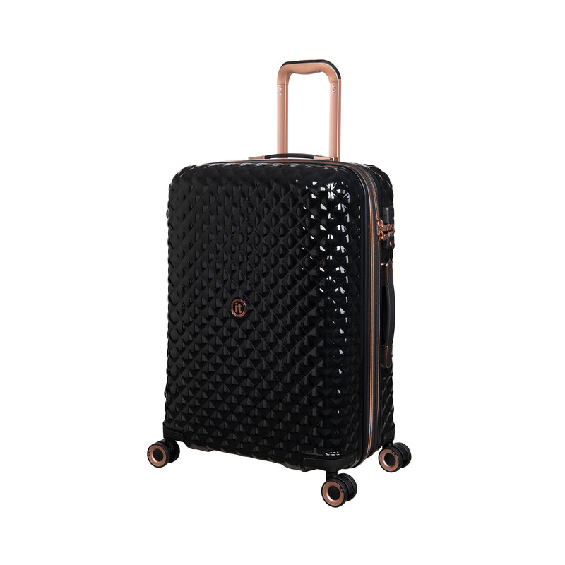 Glitzy 3 Piece Hardside 8 Wheel Expandable Spinner Set (Black)