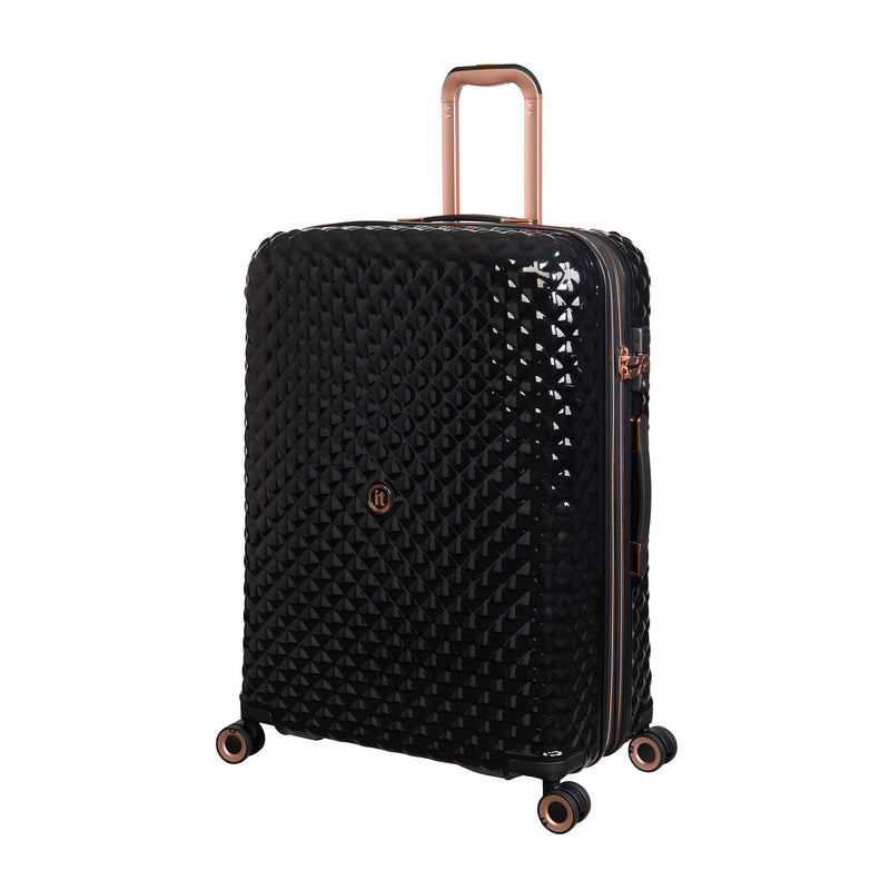 Glitzy 3 Piece Hardside 8 Wheel Expandable Spinner Set (Black)