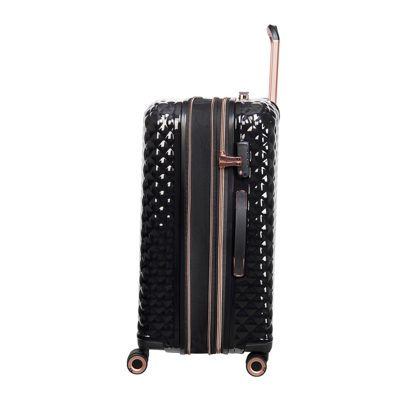Glitzy 3 Piece Hardside 8 Wheel Expandable Spinner Set (Black)