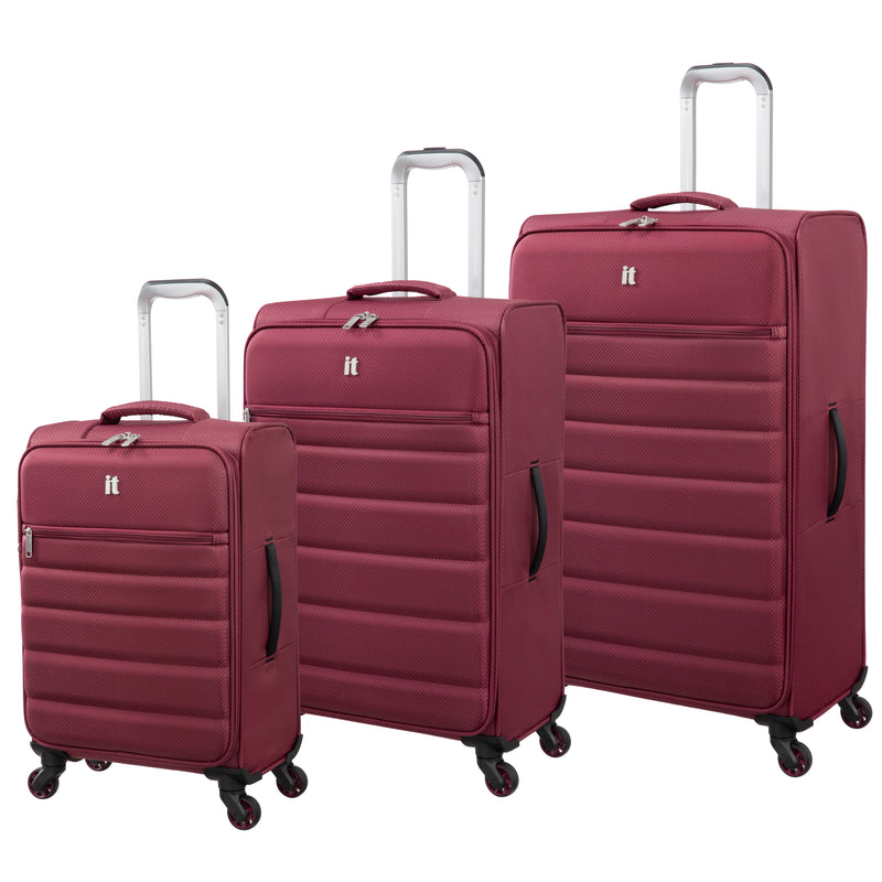 Striving 3 Piece Softside 8 Wheel Spinner Luggage Set (Tibetan Red)