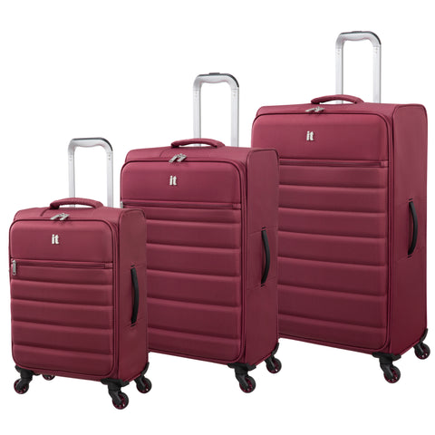 Striving 3 Piece Softside 4 Wheel Spinner Luggage Set (Tibetan Red)