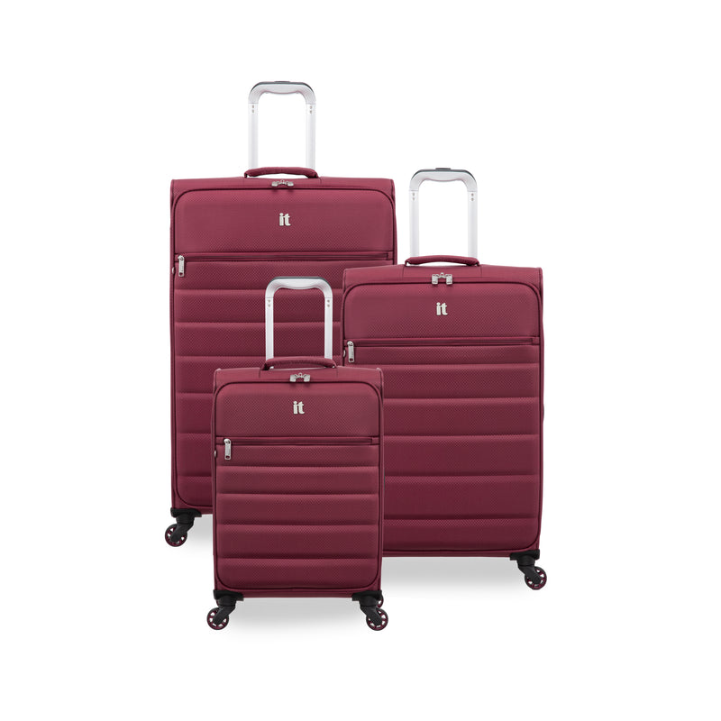 Striving 3 Piece Softside 8 Wheel Spinner Luggage Set (Tibetan Red)