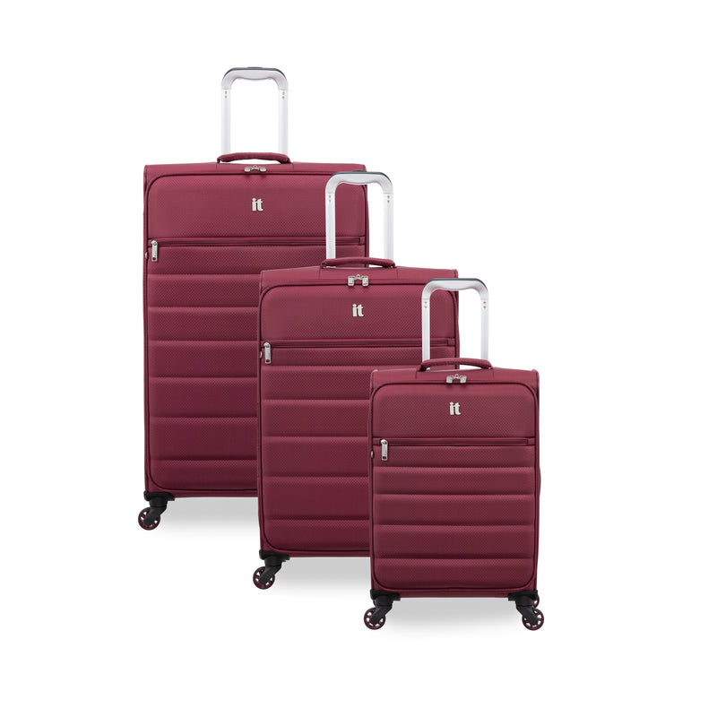 Striving 3 Piece Softside 8 Wheel Spinner Luggage Set (Tibetan Red)