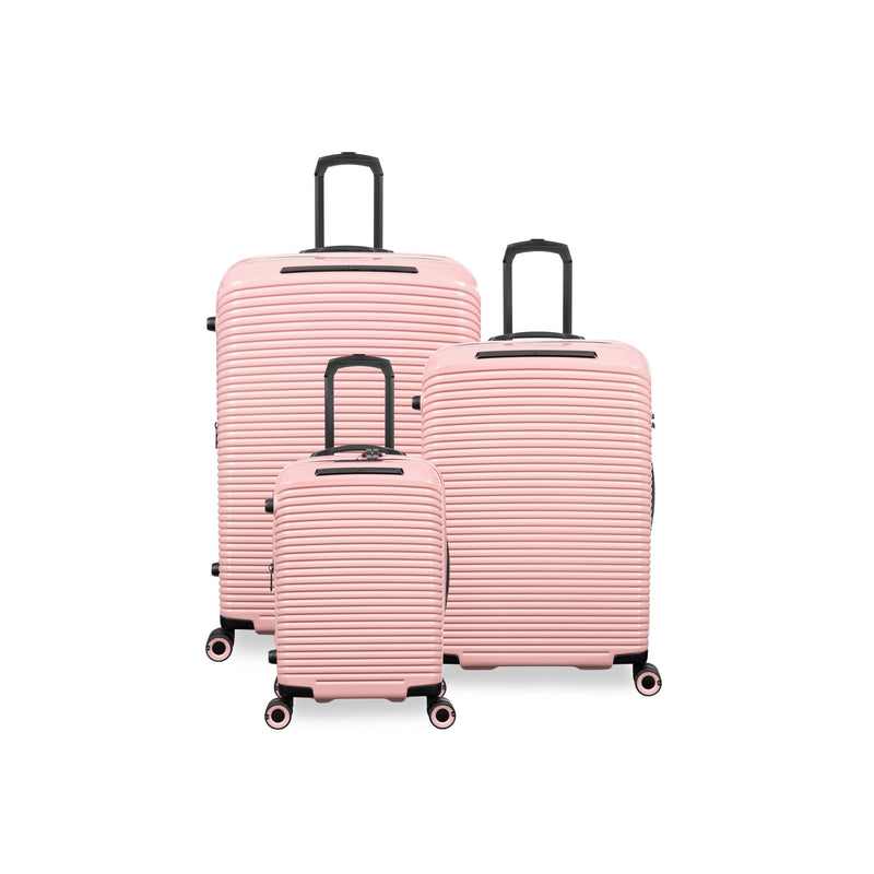 Traversed 3 Piece Hardside 8 Wheel Expandable Spinner Set (Metallic Rose Gold)