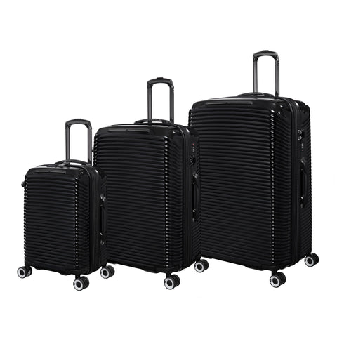 Traversed 3 Piece Hardside 8 Wheel Expandable Spinner Set (Black)