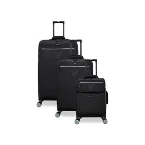 BRITBAG Ashdon 3 Piece Softside 8 Wheel Spinner Set (Black）
