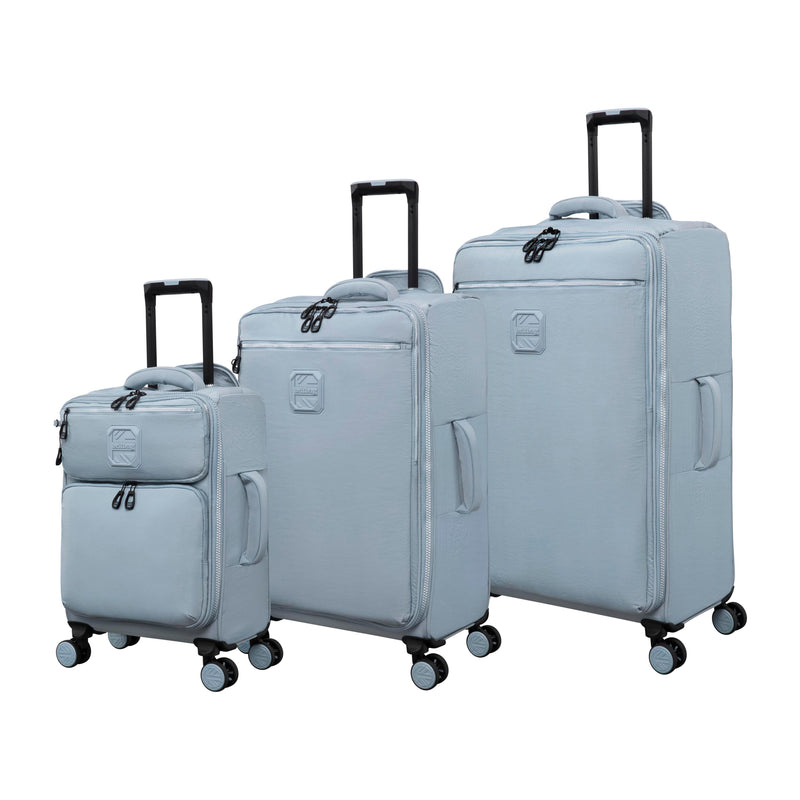 BRITBAG Ashdon 3 Piece Softside 8 Wheel Spinner Set (Light Blue)