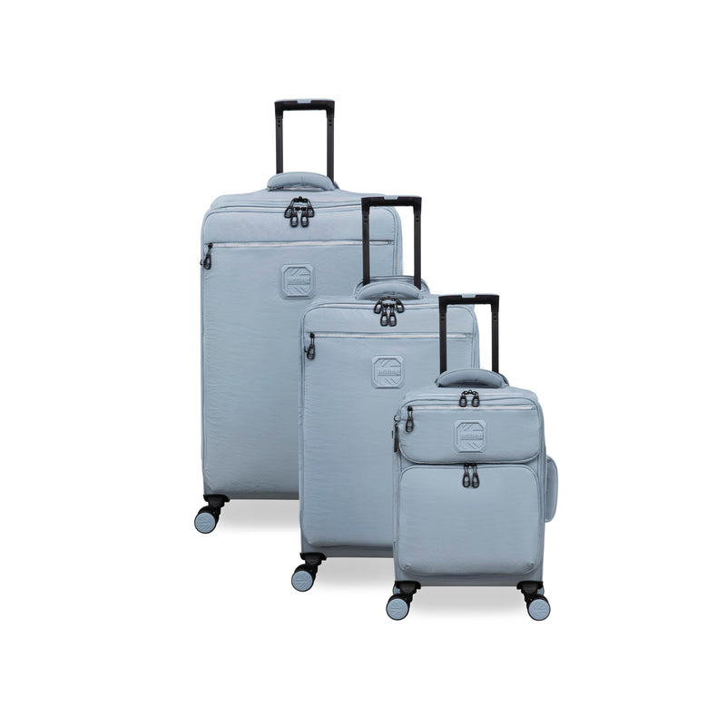 BRITBAG Ashdon 3 Piece Softside 8 Wheel Spinner Set (Light Blue)
