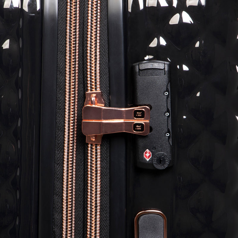 Glitzy 3 Piece Hardside 8 Wheel Expandable Spinner Set (Black)