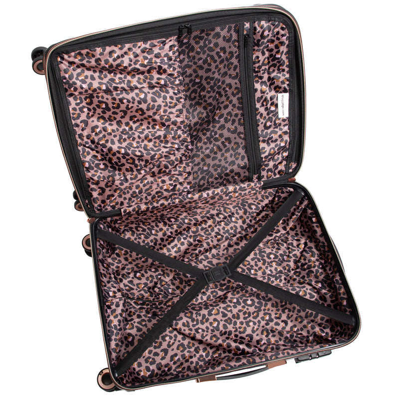 Glitzy 3 Piece Hardside 8 Wheel Expandable Spinner Set (Black)