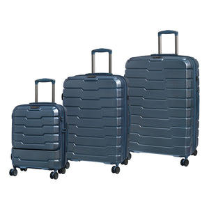 Prosperous 3 Piece Hardside Checked 8 Wheel Expandable Spinner Set (Metallic Blue)