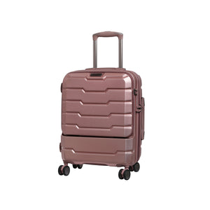 Prosperous 3 Piece Hardside Checked 8 Wheel Expandable Spinner Set (Metallic Pink)