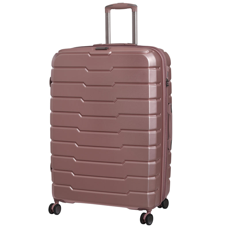 Prosperous Metallic 32" Hardside Checked 8 Wheel Expandable Spinner (Metallic Pink)