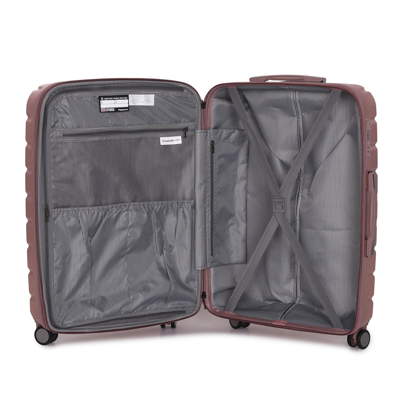 Prosperous Metallic 32" Hardside Checked 8 Wheel Expandable Spinner (Metallic Pink)