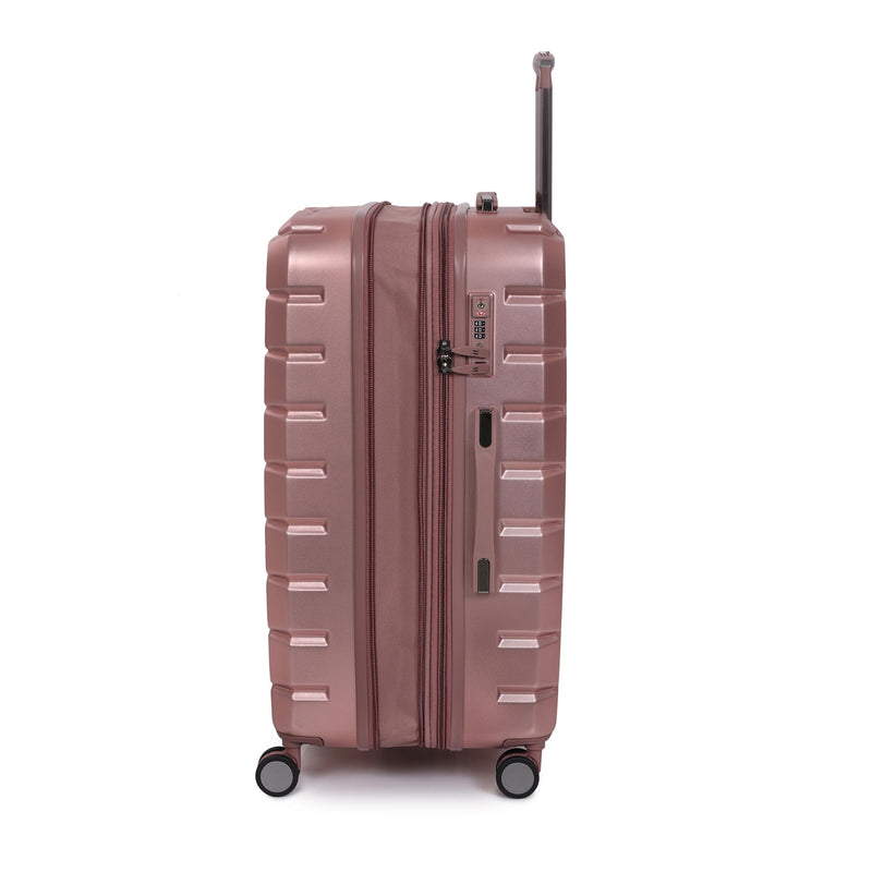 Prosperous Metallic 32" Hardside Checked 8 Wheel Expandable Spinner (Metallic Pink)