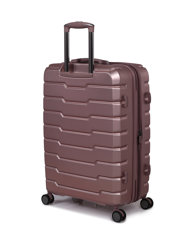 Prosperous Metallic 28" Hardside Checked 8 Wheel Expandable Spinner (Metallic Pink)