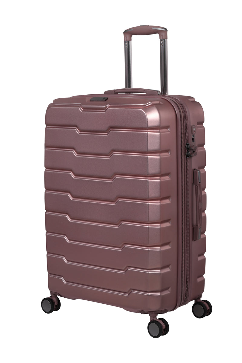 Prosperous Metallic 28" Hardside Checked 8 Wheel Expandable Spinner (Metallic Pink)