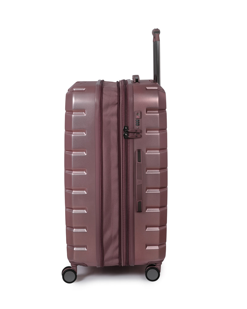 Prosperous Metallic 28" Hardside Checked 8 Wheel Expandable Spinner (Metallic Pink)