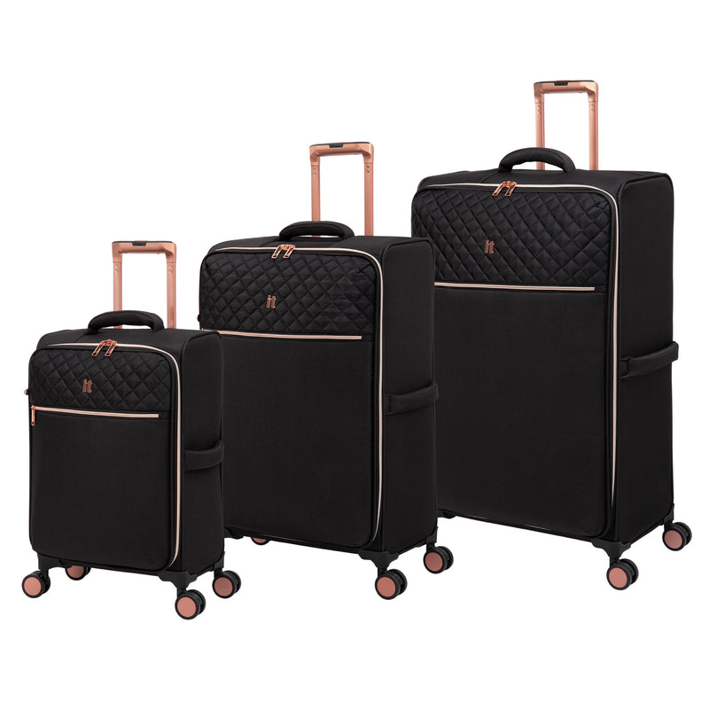 Enliven II 3 Piece Softside 8 Wheel Expandable Spinner Set (Black)
