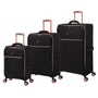 Enliven II 3 Piece Softside 8 Wheel Expandable Spinner Set (Black)