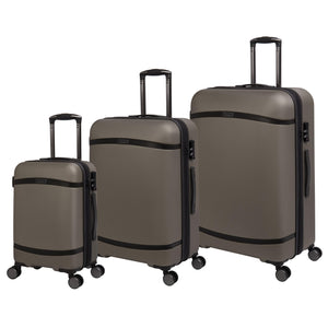 Quaint 3 Piece Hardside 8 Wheel Expandable Spinner Set (Cobblestone with Mulch Black Trim)