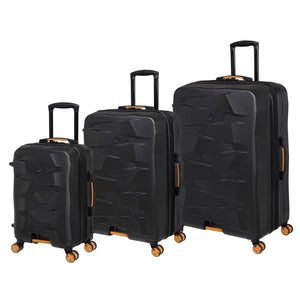 Elevate 3 Piece Hardside 8 Wheel Expandable Spinner Set (Black)