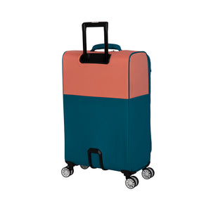 Duo-Tone 21" Softside Carry-On 4 Wheel Spinner (Peach / Sea Teal)