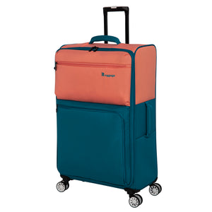 Duo-Tone 2 Piece Softside 4 Wheel Spinner Set (Peach / Sea Teal)