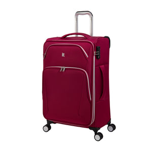 Expectant 28" Softside Checked 8 Wheel Expandable Spinner (Red)