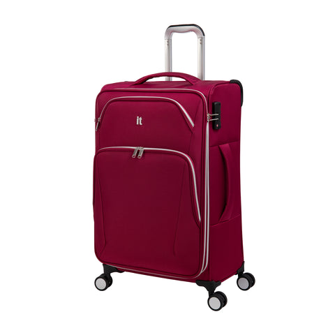 Expectant 28" Softside Checked 8 Wheel Expandable Spinner (Red)