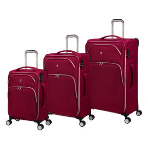 Expectant 3 Piece Softside 8 Wheel Expandable Spinner Set (Red)